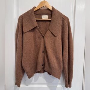 Lou Lou Studio Brown Soft Wool/Yak Cardigan with large collars size XS